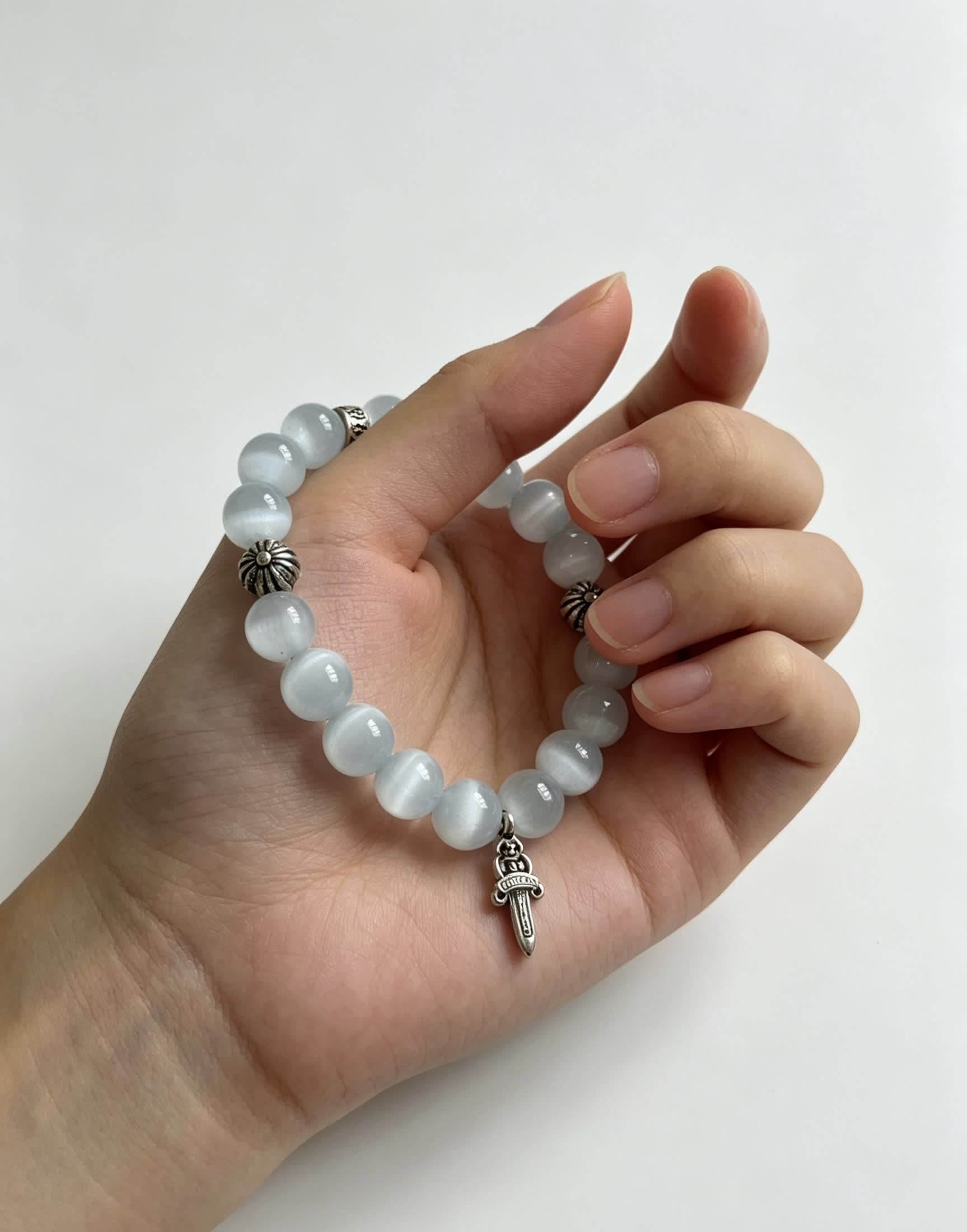 Chrome Hearts Beaded Bracelet with Silver Charms